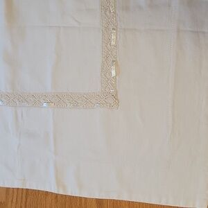 Pillow Shams 2- Off White, Beautiful Lace and Ribbon Trim. 21 x 37. Cotton